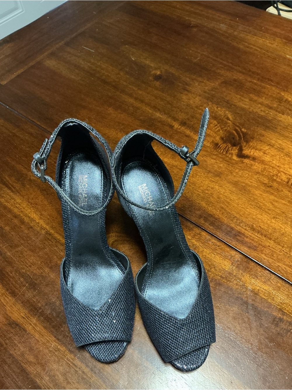 Michael Kors Black Peep-Toe Ankle Strap Heels